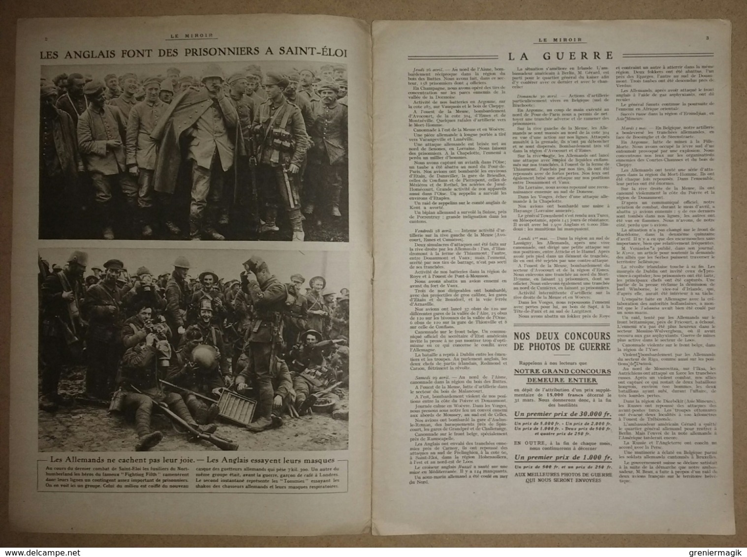 Le Miroir Du 14/05/1916 Kalitine Et Lastotchkine (Erzeroum) - Aviateur Treille De Granseigne - Révolte Irlandaise Dublin - Andere & Zonder Classificatie