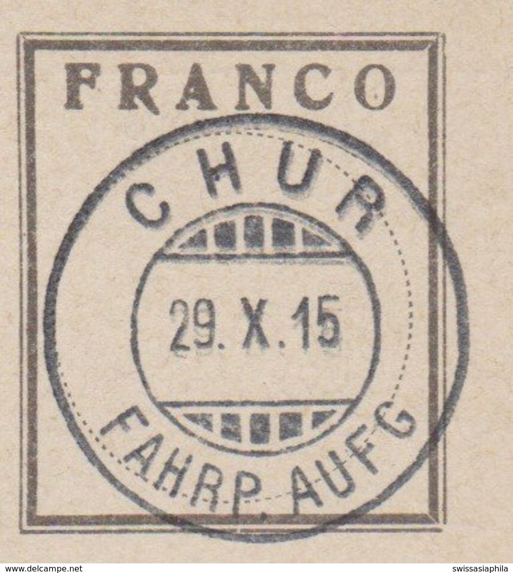 GR    CHUR - NACHNAHME MELDESCHEIN  - LUXUS STEMPEL - Lettres & Documents