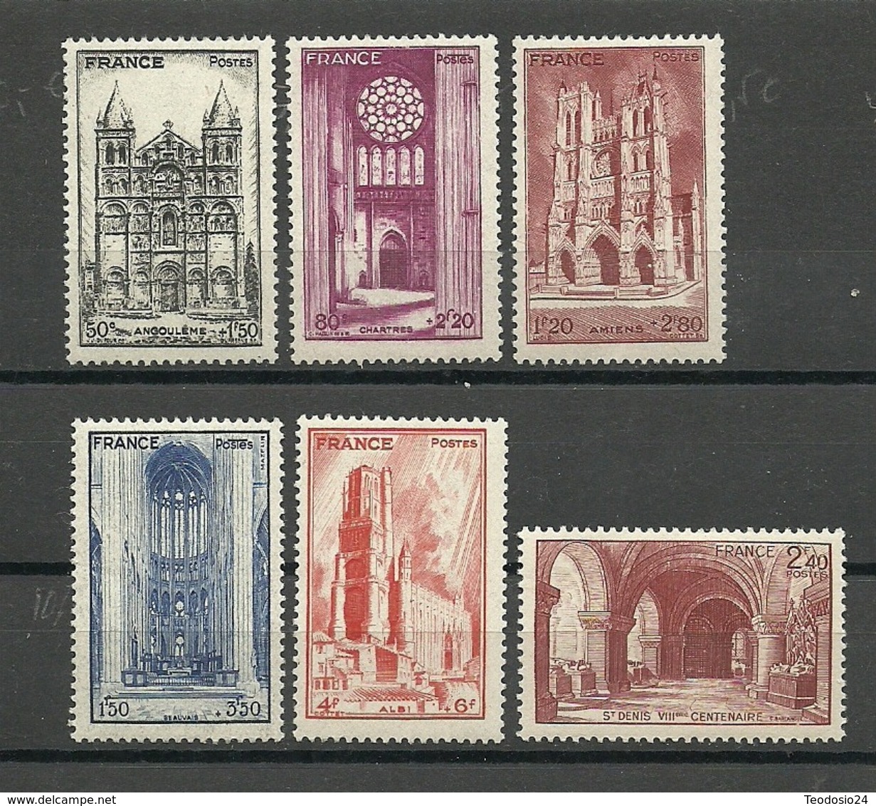 FRANCIA 1944 YT 661+663/667 Turismo ** MNH - Neufs