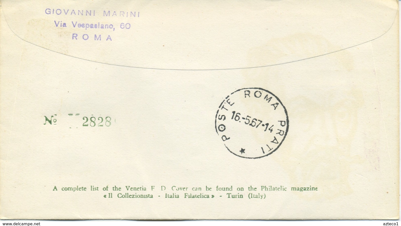 ITALIA - FDC VENETIA 1967 - CLAUDIO MONTEVERDI - MUSICA - VIAGGIATA - FDC