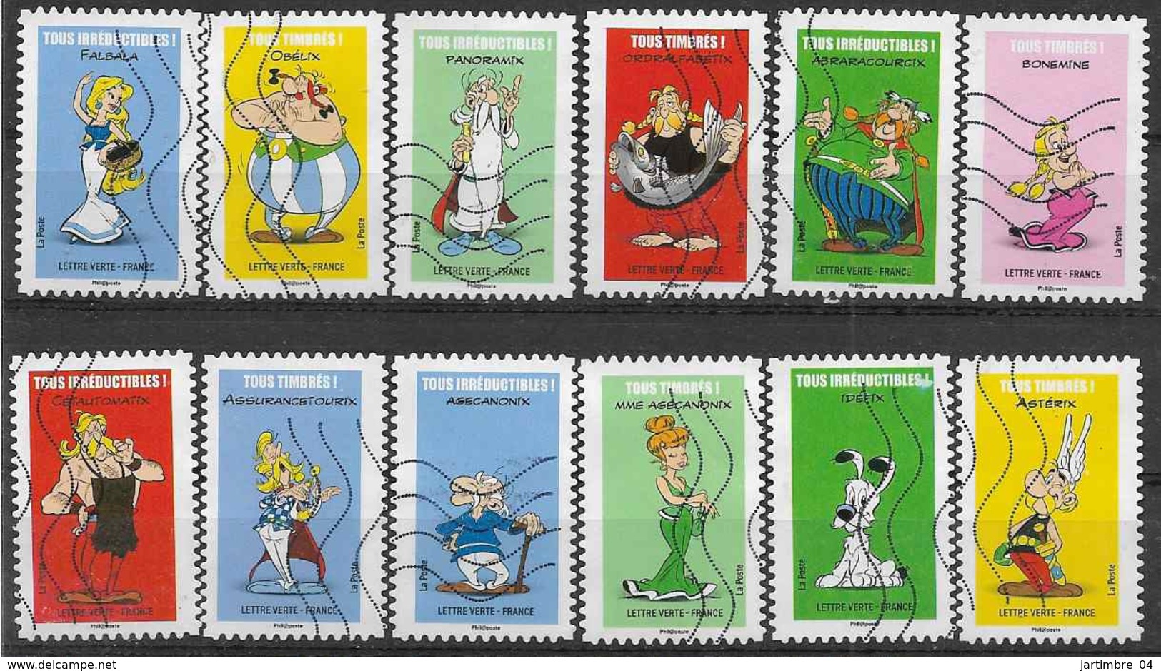 2019 FRANCE Adhesif 1729-40 Oblitérés, Astérix, Série Complète - Sonstige & Ohne Zuordnung