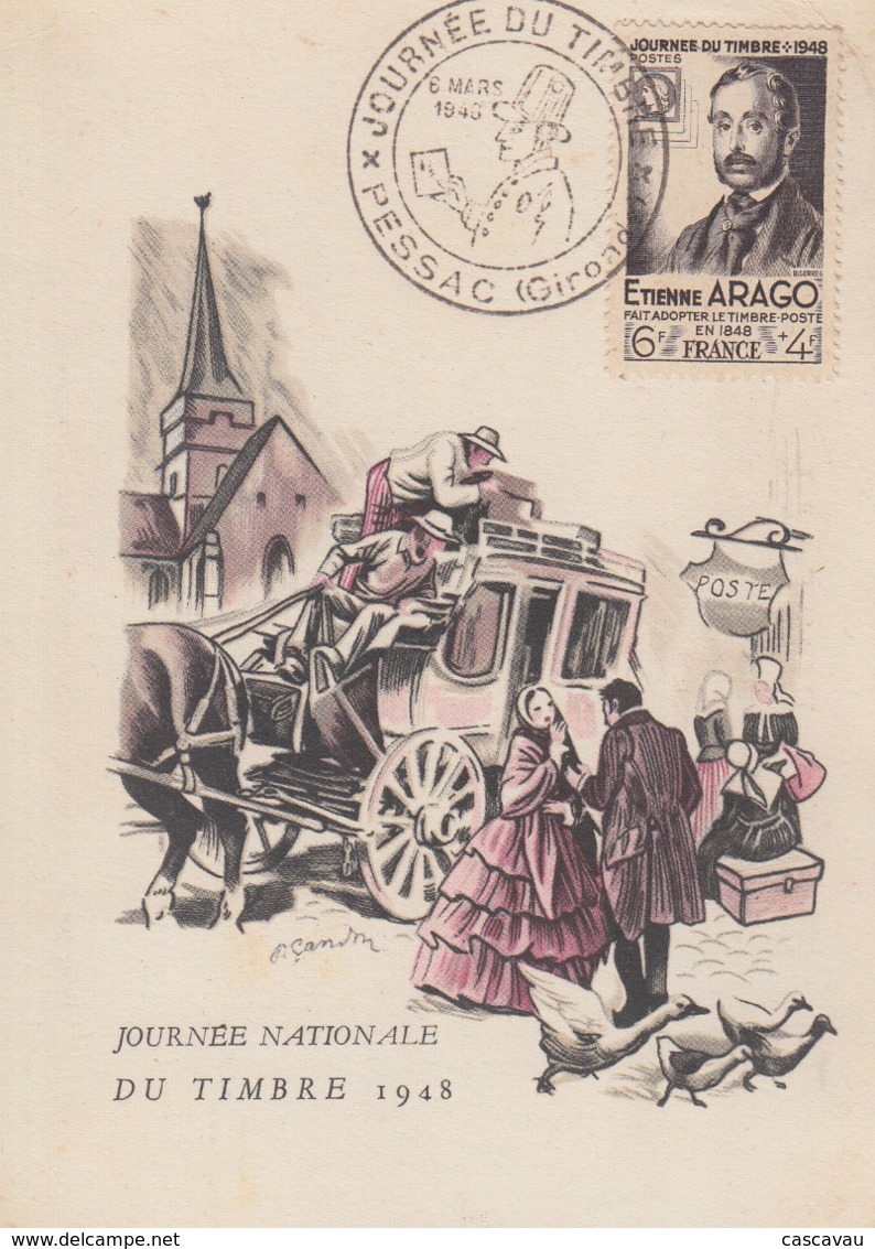 Carte  Maximum  1er  Jour  FRANCE   JOURNEE  Du  TIMBRE   PESSAC   1948 - 1940-1949