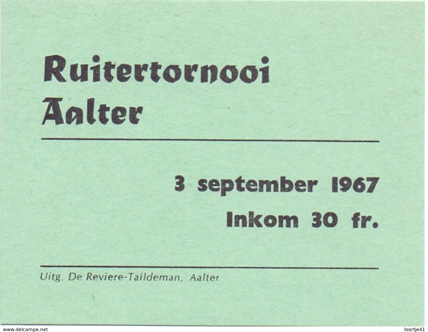 Toegangskaart Ruitertornooi  - Aalter 1967 - Tickets - Entradas