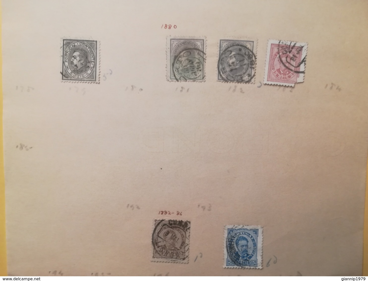 PAGINA PAGE ALBUM PORTOGALLO PORTUGAL 1880 KING LUIS I ATTACCATI PAGE WITH STAMPS COLLEZIONI LOTTO LOTS - Collections