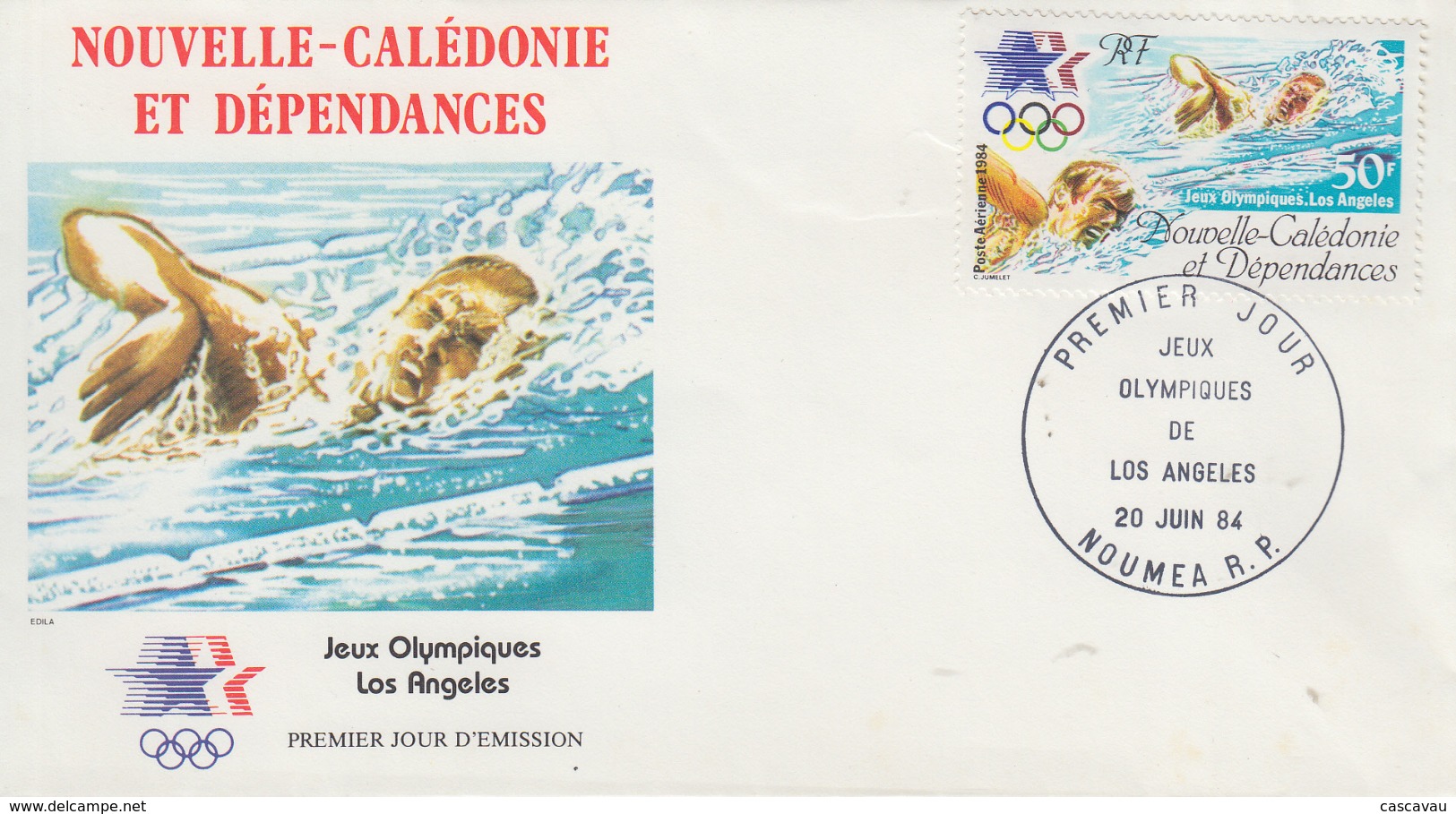 Enveloppe  FDC  1er  Jour    NOUVELLE  CALEDONIE      Jeux  Olympiques   LOS  ANGELES   1984 - FDC
