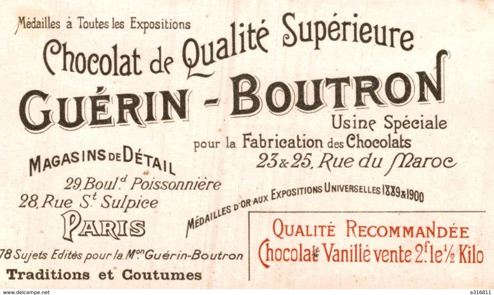 CHOCOLAT  GUERIN - BOUTRON   LA ROSIERE DE NANTERRE - Guerin Boutron