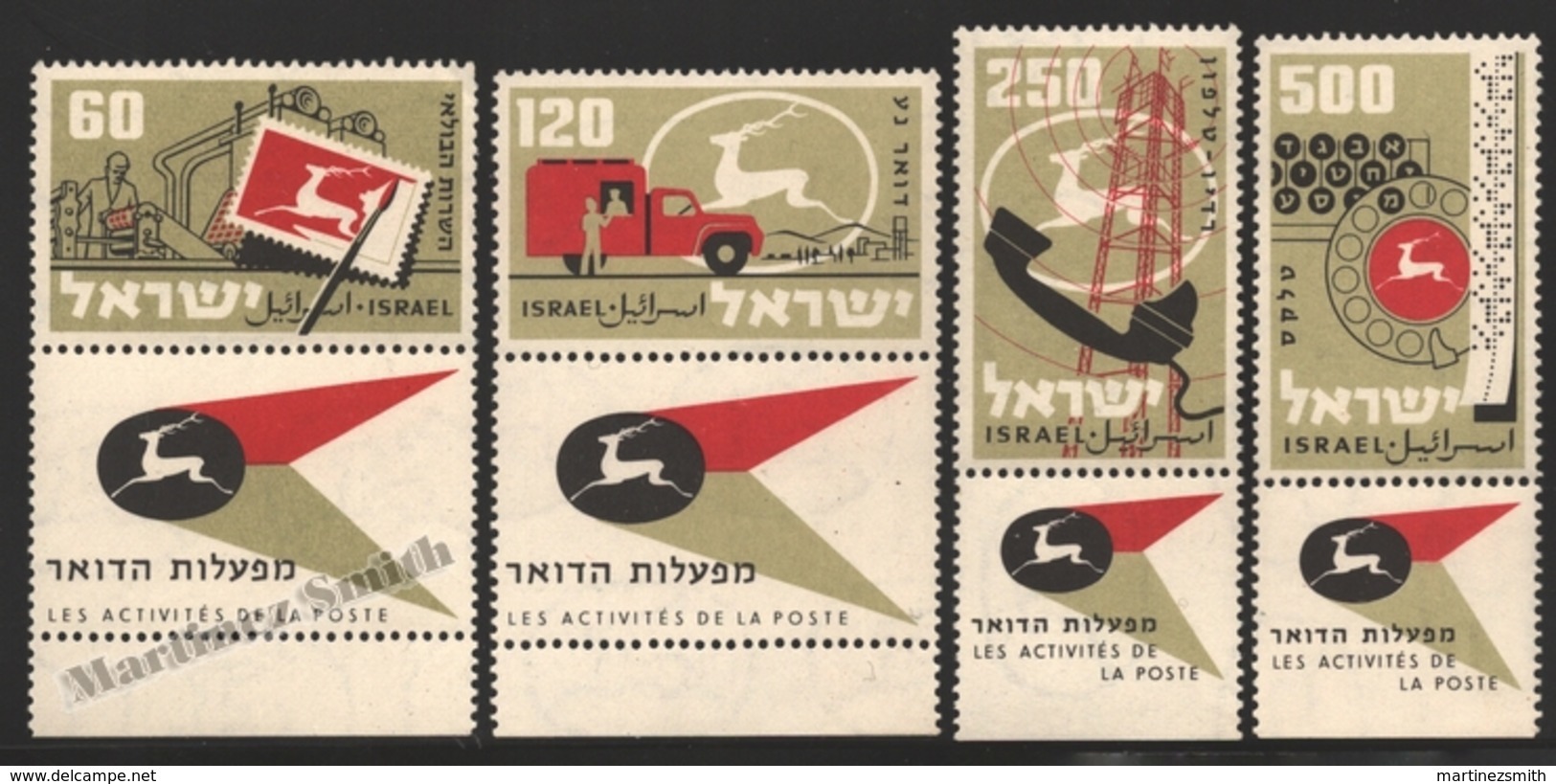 Israel 1959 Yv. 146-49, Post Activities – Tab - MNH - Nuevos (con Tab)