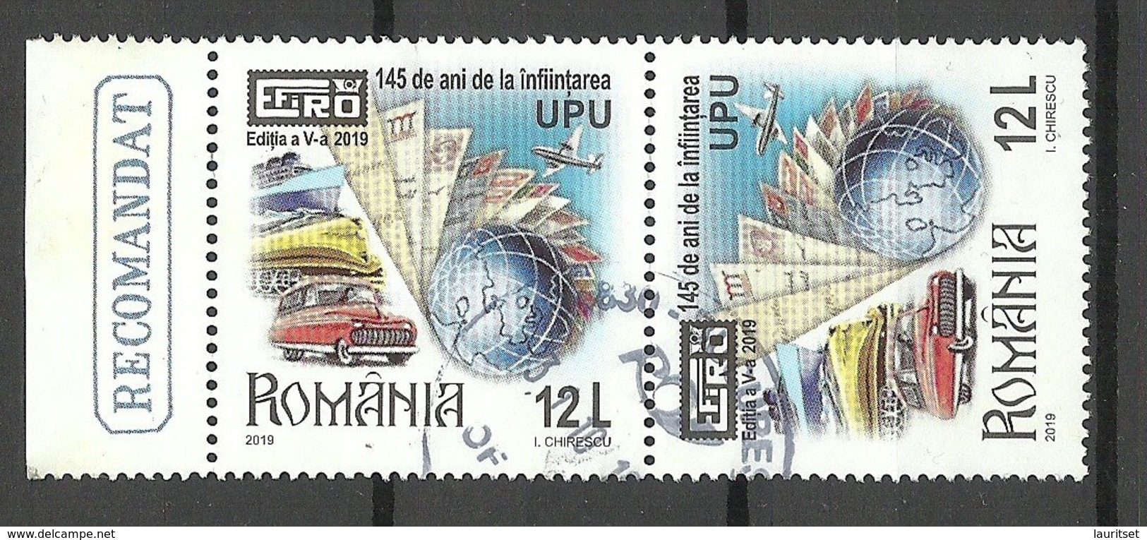 ROMANIA Rumänien 2019 Philatelic Exhibition EFIRO UPU As Pair O - Usati