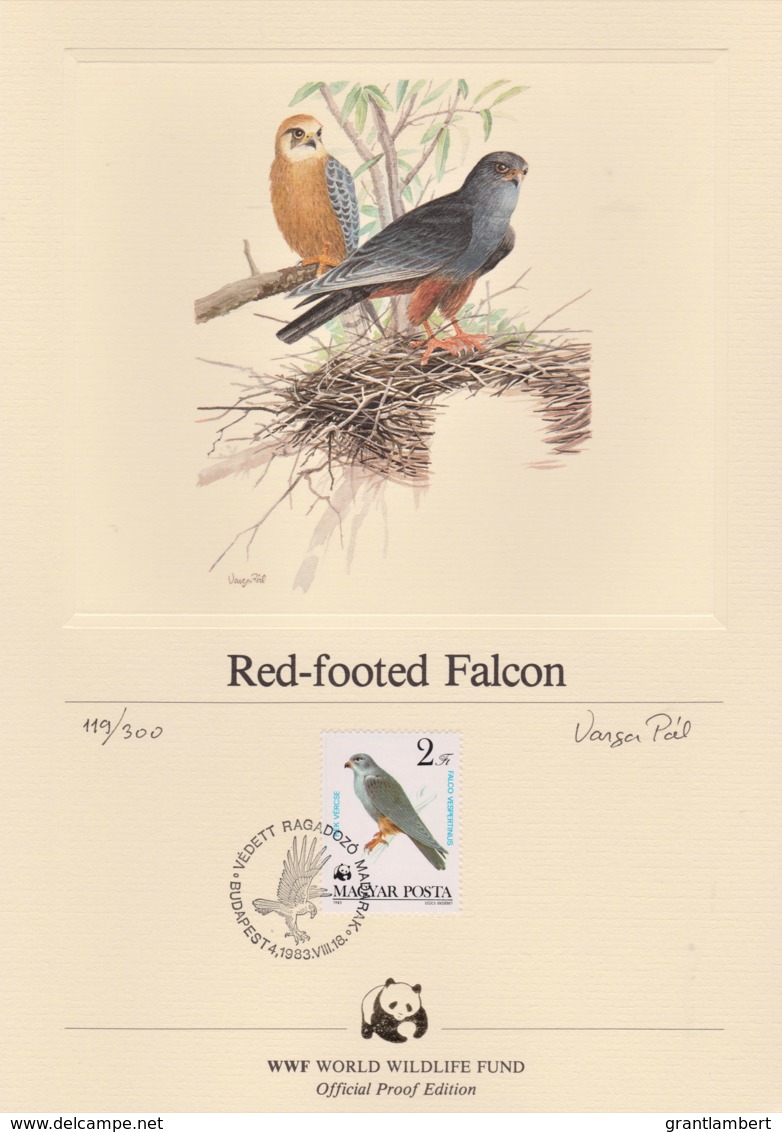 Hungary 1983 Birds Of Prey - Red-footed Falcon WWF Limited Edition Proof - Ensayos & Reimpresiones