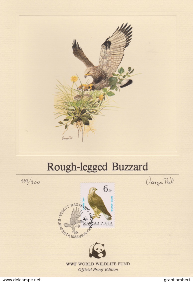 Hungary 1983 Birds Of Prey - Rough-legged Buzzard WWF Limited Edition Proof - Essais, épreuves & Réimpressions