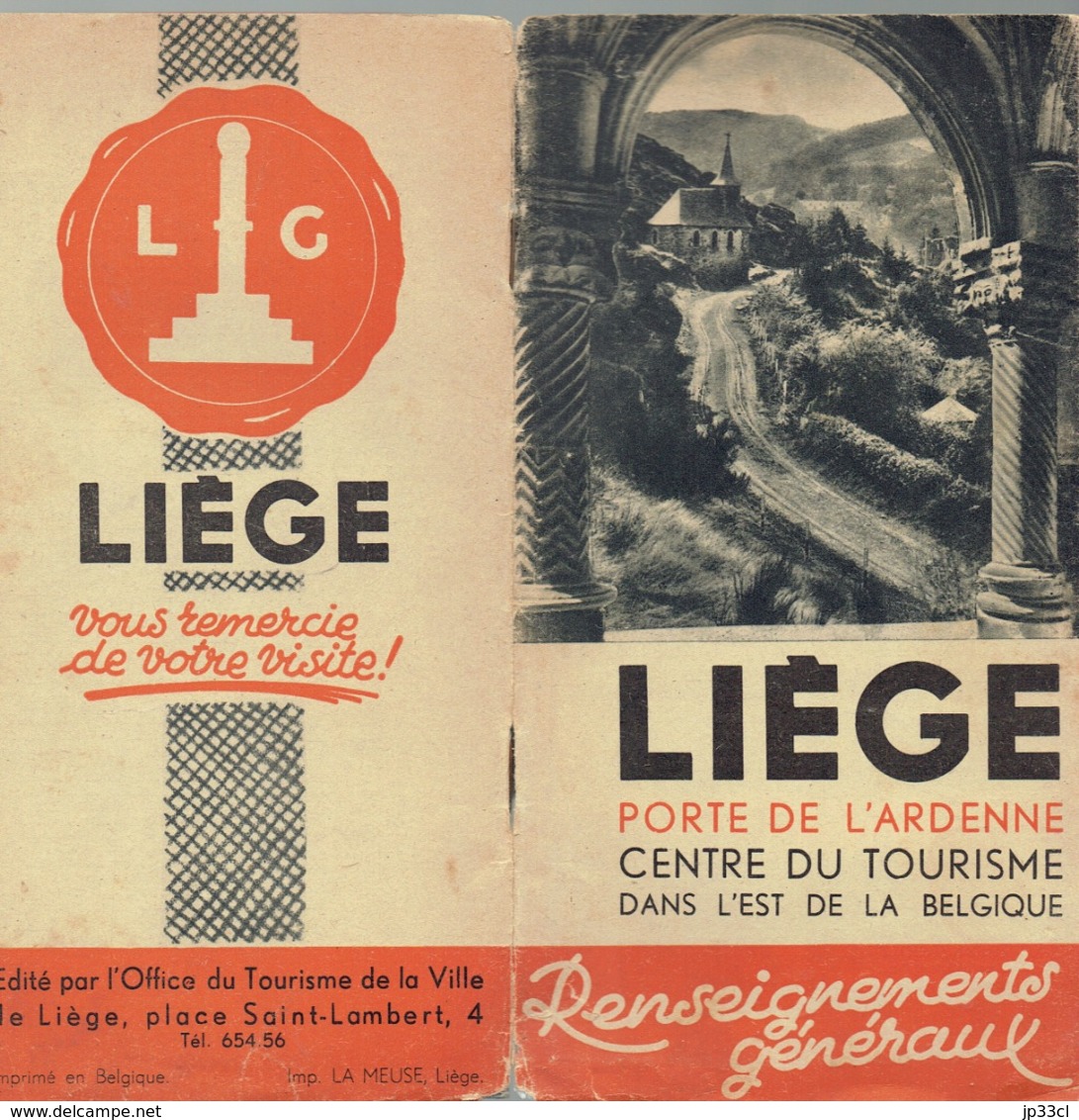 Liège Autrefois : Nombreuses Photos Anciennes De La Ville Dans Une Brochure éditée Par L'Office Du Tourisme (vers 1950) - Historical Documents