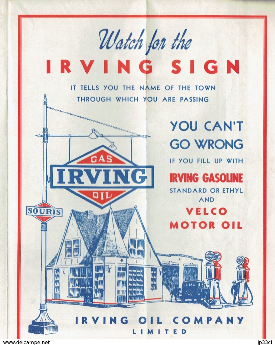 Old Advertising For Irving Oil Company Ltd On An Ancient Roadmap Of Prince Edward Island (Canada) Year 1942 - Callejero