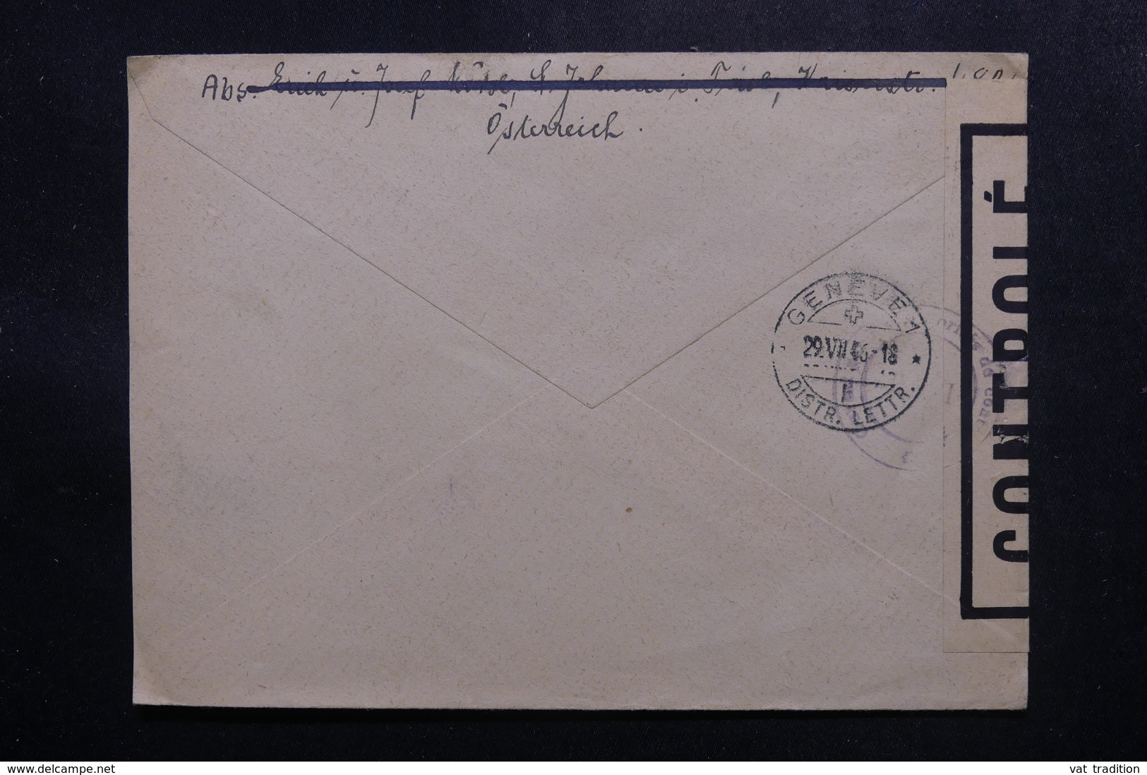 AUTRICHE - Enveloppe En Recommandé De Kitzbühel Pour Genève En 1946 Avec Contrôle Postal - L 47600 - Storia Postale