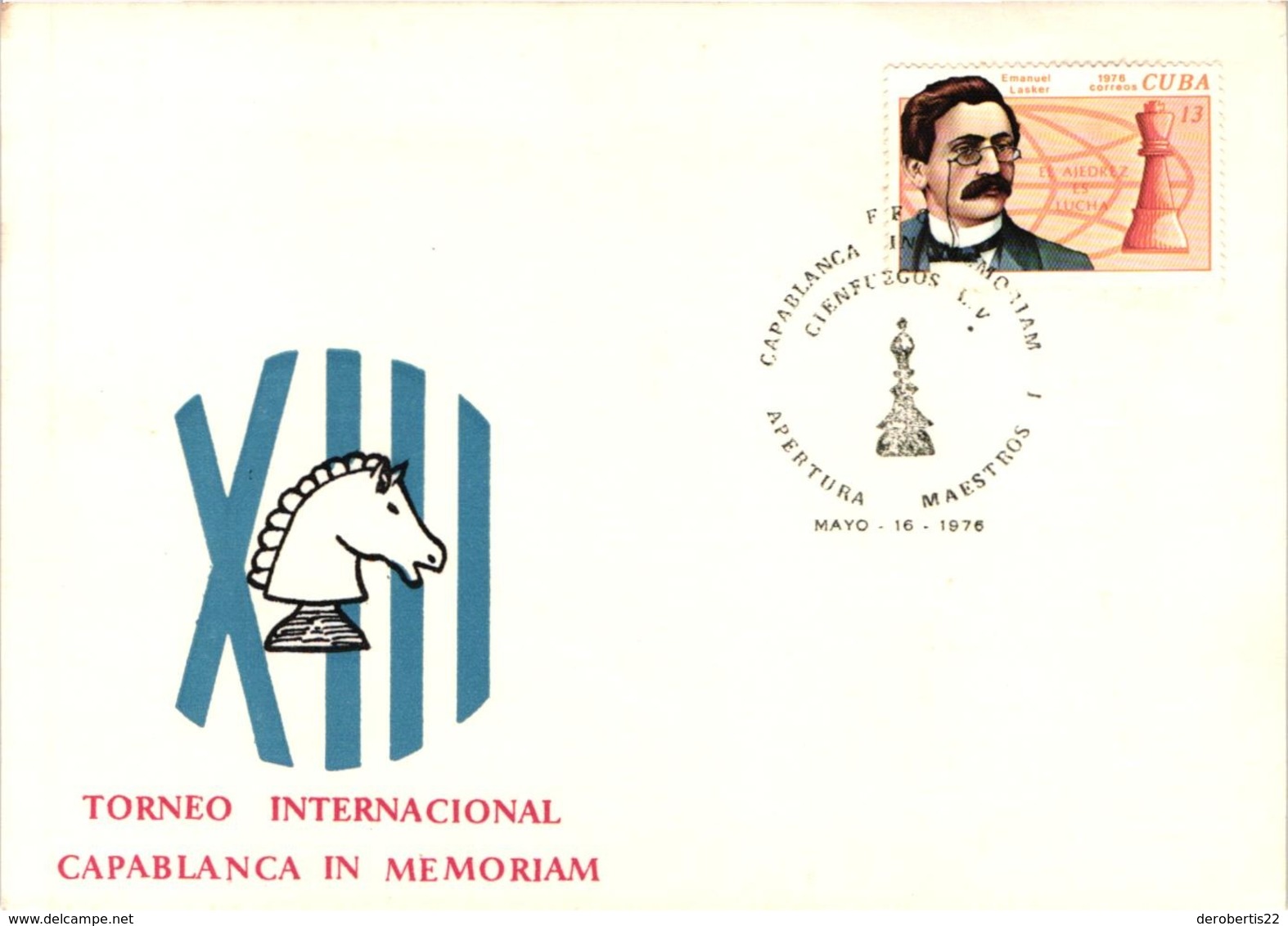 Chess Schach Echecs Ajedrez - Cienfuegos. Cuba 1976_Capablanca Memorial  Opening Masters - Souvenir Card_CKM 530b - Schach