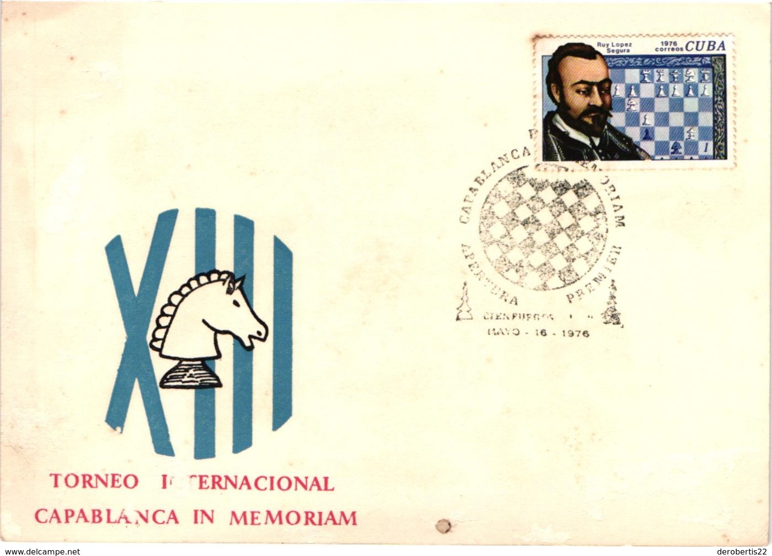 Chess Schach Echecs Ajedrez - Cienfuegos. Cuba 1976_Capablanca Memorial  Opening Masters - Souvenir Card_CKM 530f - Schach