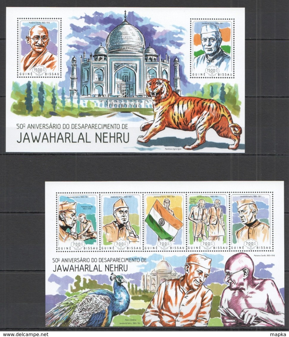 SS910 2014 GUINE GUINEA-BISSAU FAMOUS PEOPLE ANNIVERSARY JAWAHARLAL NEHRU KB+BL MNH - Other & Unclassified