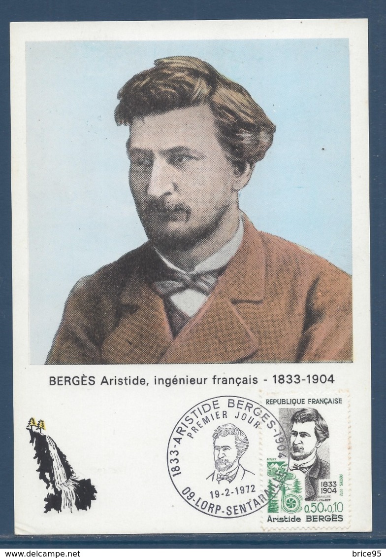 France - Carte Maximum - Bergès Aristide - Ingénieur Français - 1972 - 1970-1979