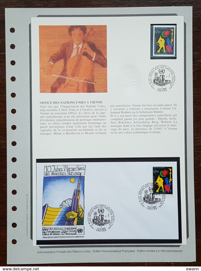 Nations Unies / Vienne - FDC 1989 + Timbre - YT N°95 - Centre De Vienne - FDC