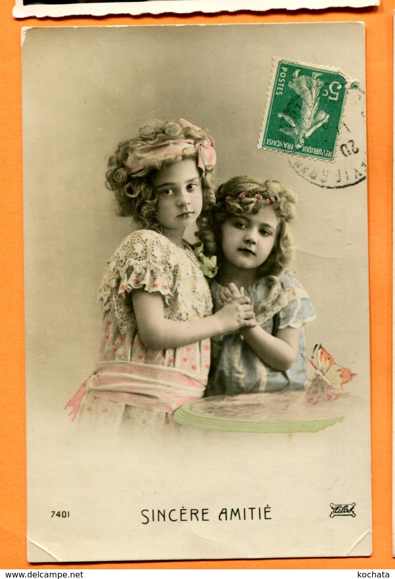 LAC097, Sincère Amitié, Petites Filles, Papillon, Butterfly, 7401, Circulée - Autres & Non Classés