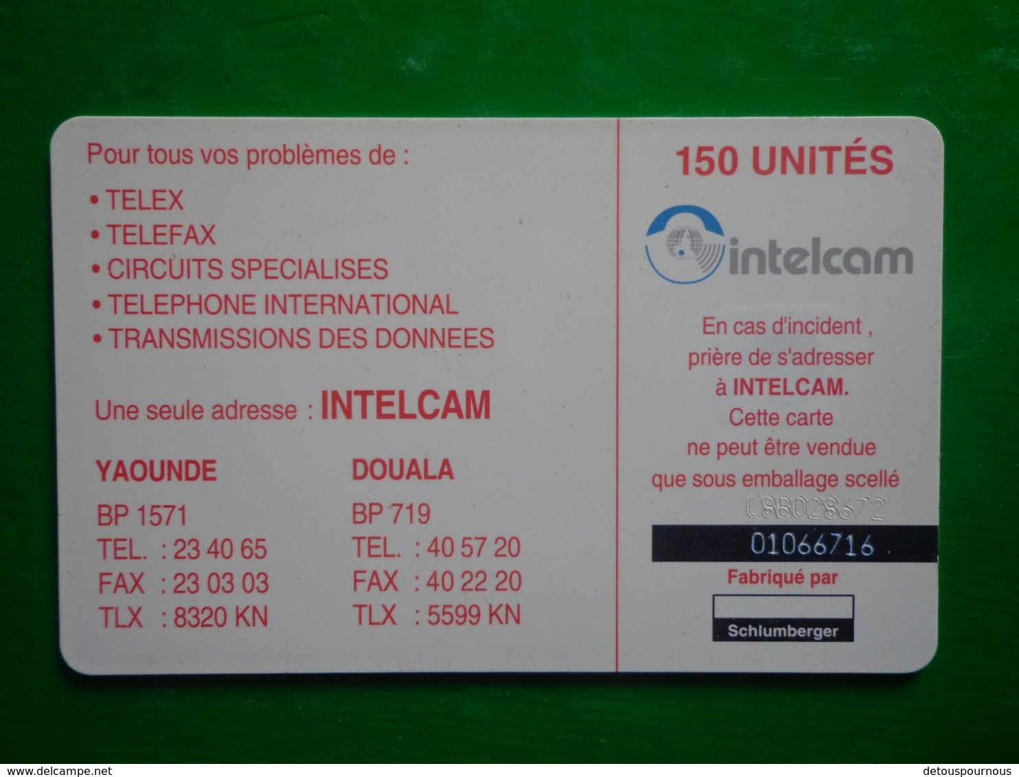 Télécarte Camerou, 150 Unités, Séchage Du Cacao, Doubles Numéros, Utilisé, Traces - Camerun