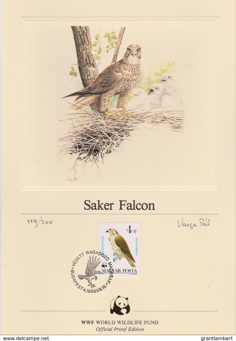 Hungary 1983 Birds Of Prey - Saker Falcon WWF Limited Edition Proof - Proofs & Reprints