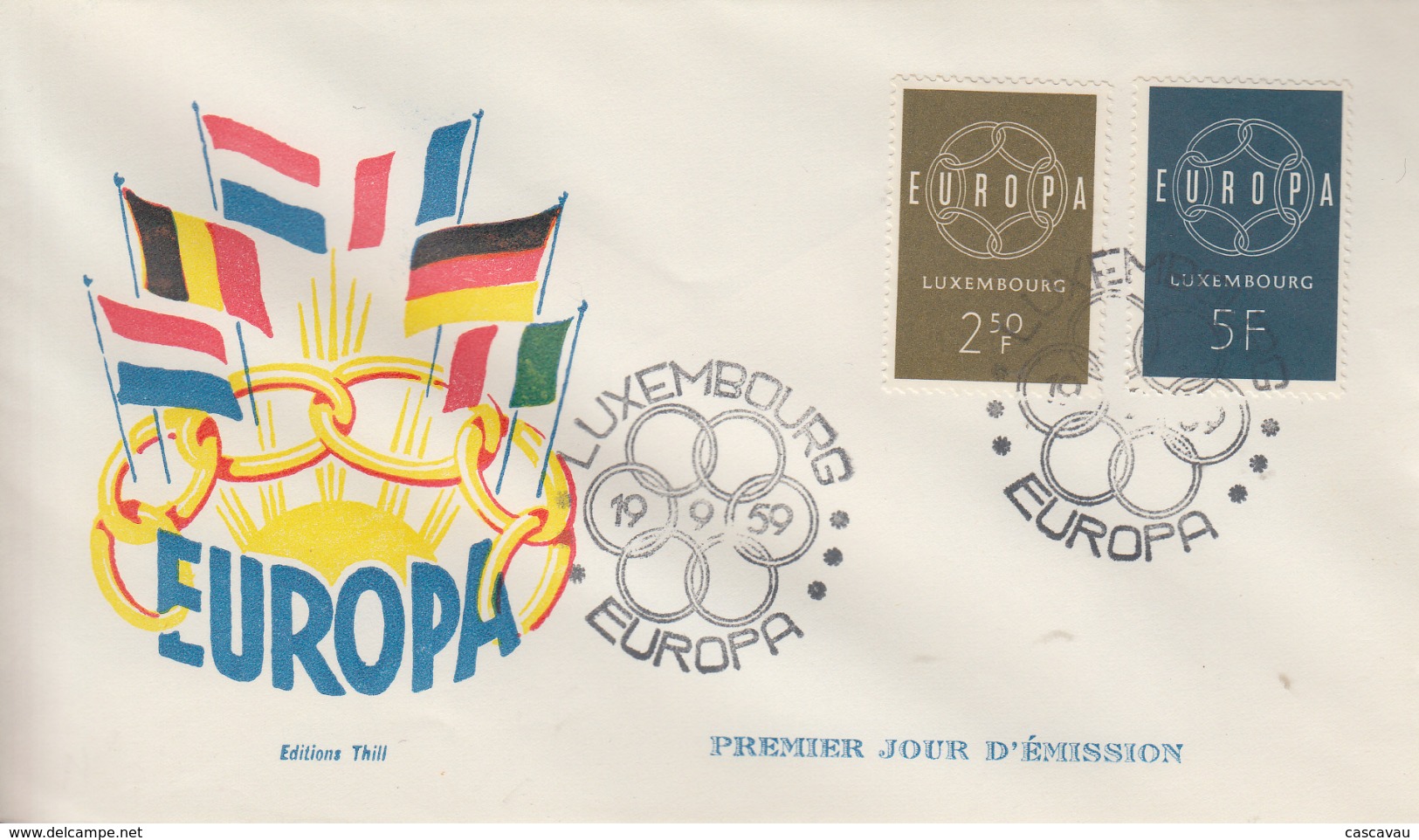 Enveloppe  FDC  1er  Jour   LUXEMBOURG   Paire   EUROPA    1959 - 1959