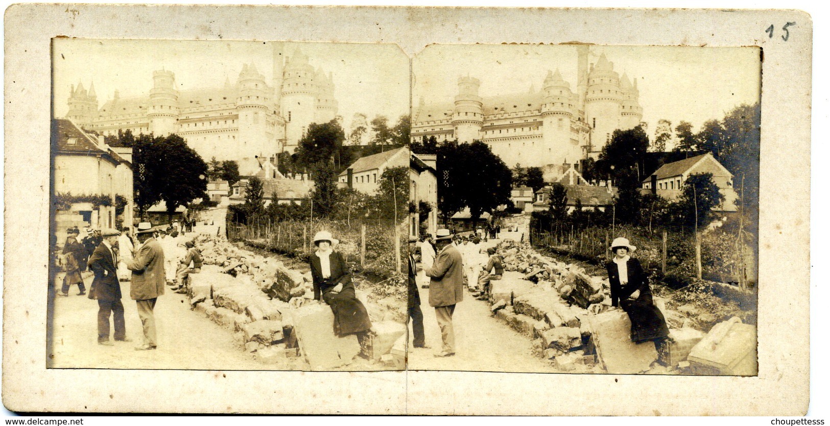 Photos Stéréoscopiques - Oise -  Pierrefonds  - Mur De L' église Du Chateau Dévasté  Par Orage Du 17 Juin 1913  -  C 98 - Stereo-Photographie