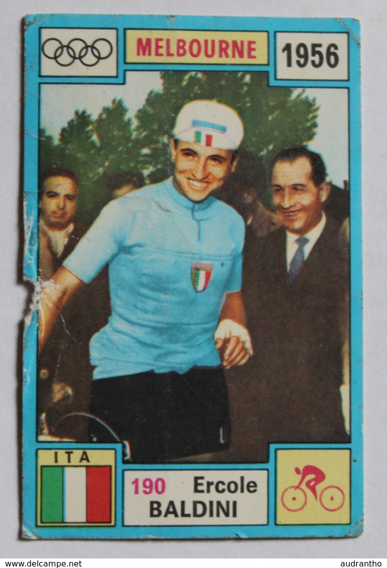 Vignette Autocollante Panini 1972 Cycliste Ercole Baldini Cyclisme Melbourne 1956 Jeux Olympiques Album Olympia - Edizione Tedesca