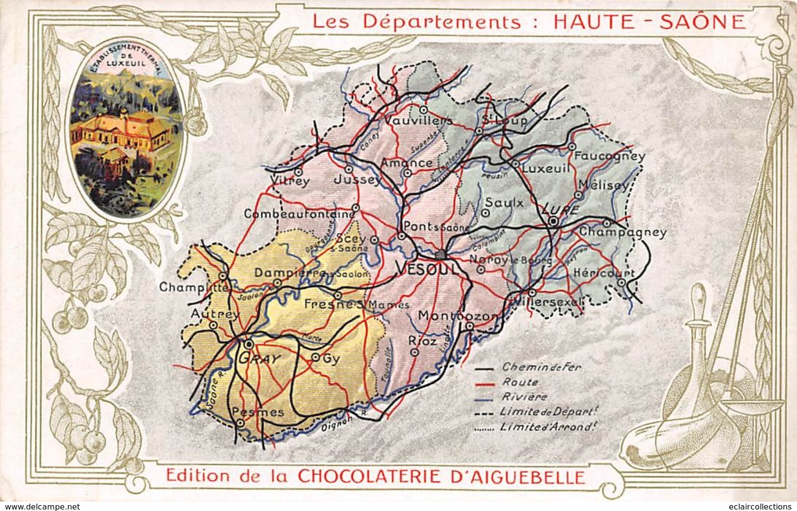 Divers Carte Géographique          70      Du Département Chocolatrie Aiguebelle        (voir Scan) - Other & Unclassified