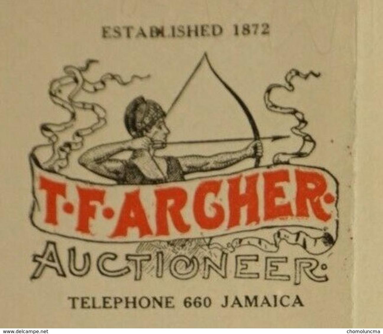 USA 1916 T F ARCHER Auctioneer Commissaire Priseur Jamaica New York Tir à L' Arc Flèche Bow Arrow Bogen Archery - USA