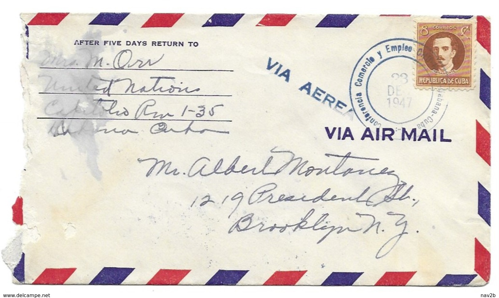 Conférence Des Nations Unies . 1947 - Airmail
