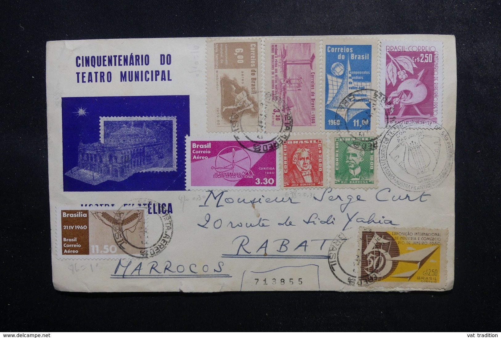BRÉSIL - Enveloppe événementielle De Sao Paulo Pour Le Maroc En 1961, Affranchissement Plaisant - L 47678 - Briefe U. Dokumente