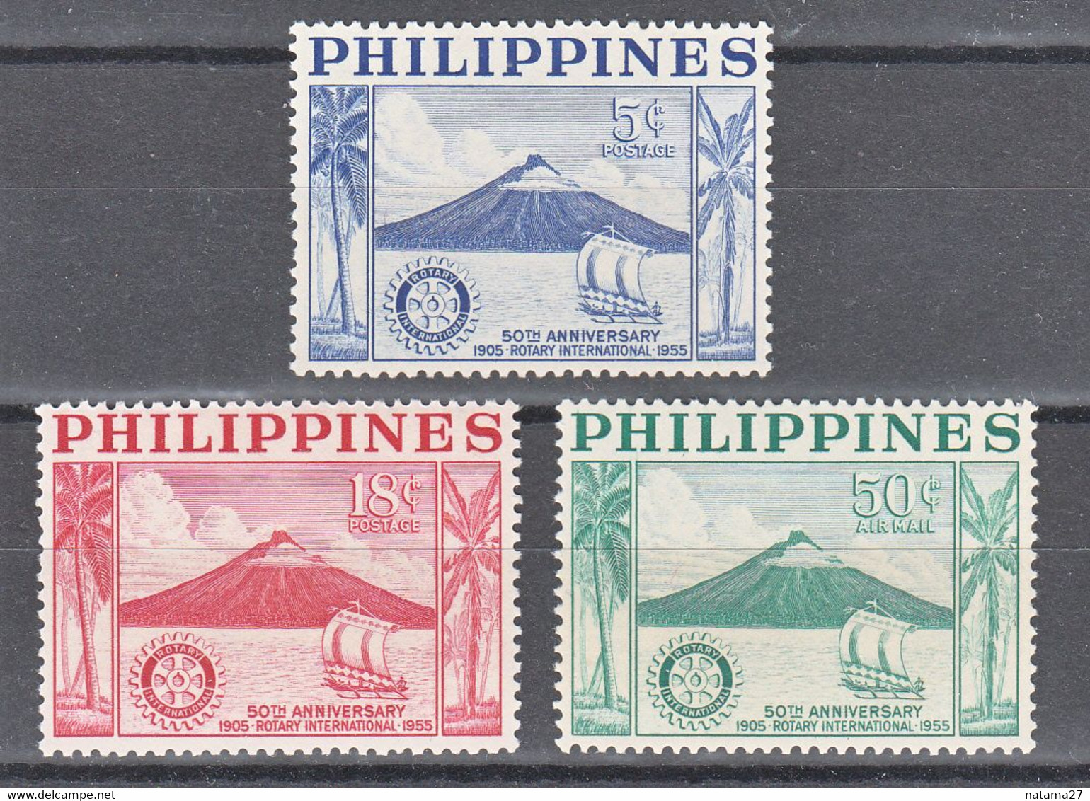 Filippine Philippines Philippinen Pilipinas 1955 - ROTARY 50th Anniversary, 5c. 18c. 50c. - MNH** (see Photo) - Filippine