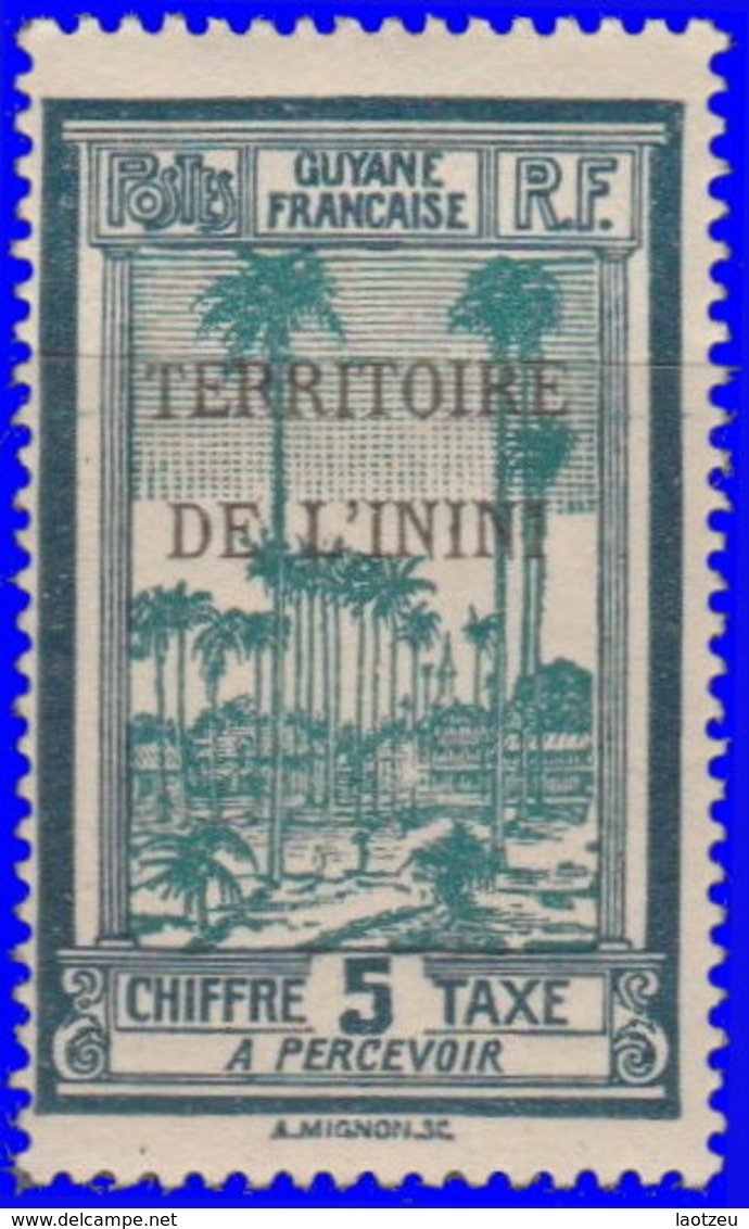 Inini Taxe 1932 ~  T 1* - 5 C. Place Palmistes - Ungebraucht