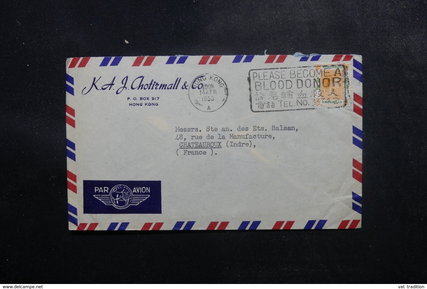HONG KONG - Enveloppe Commerciale Pour La France En 1953, Affranchissement Et Oblitération Plaisants- L 47695 - Lettres & Documents