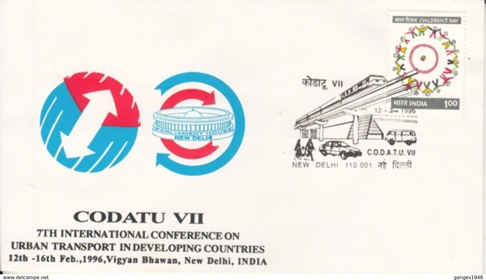 India  1996  Trains  Cancellation  Urban Transport Conference  New Delhi  Special Cover  #  23685  D Indien Inde India - Trains