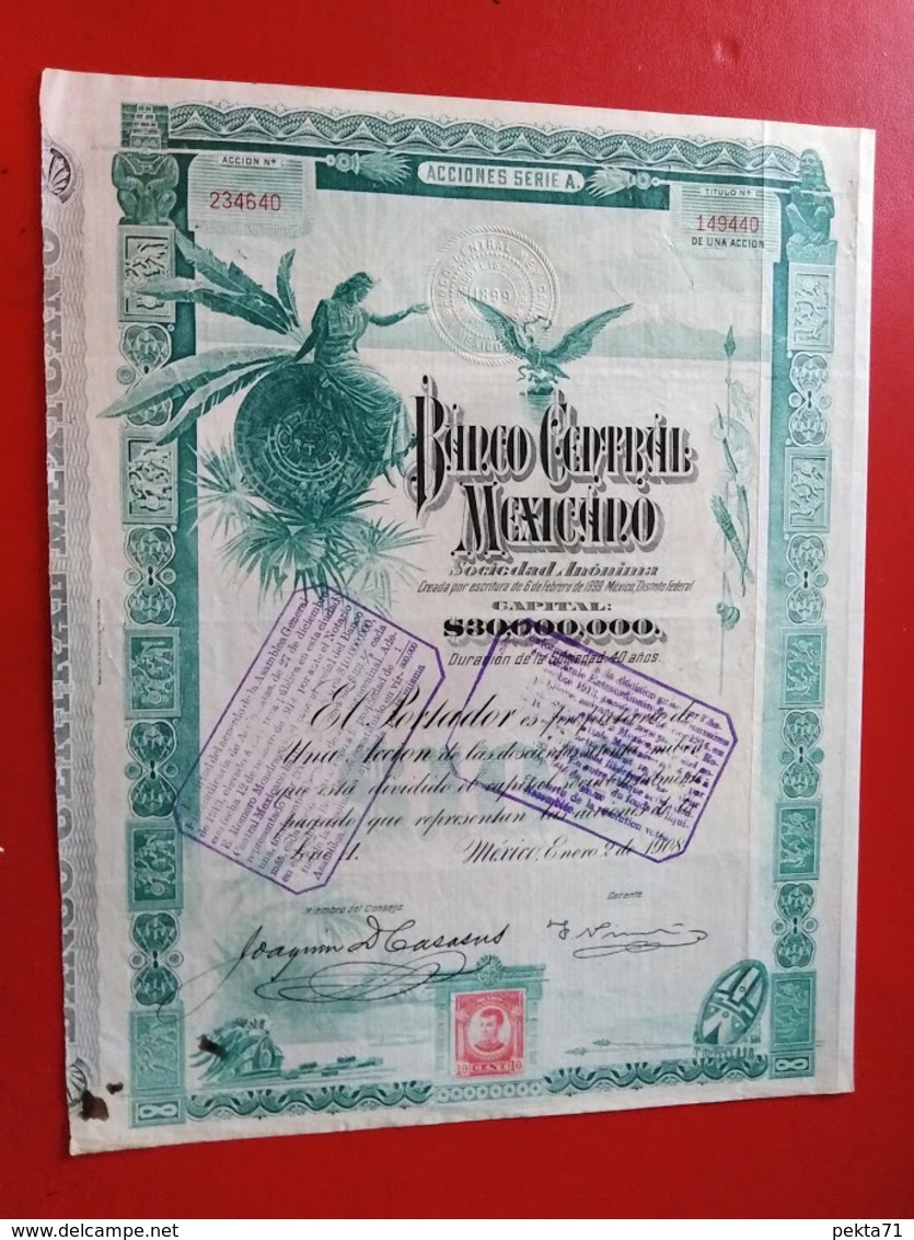 BANCO CENTRAL MEXICANO 1908 - Bank En Verzekering
