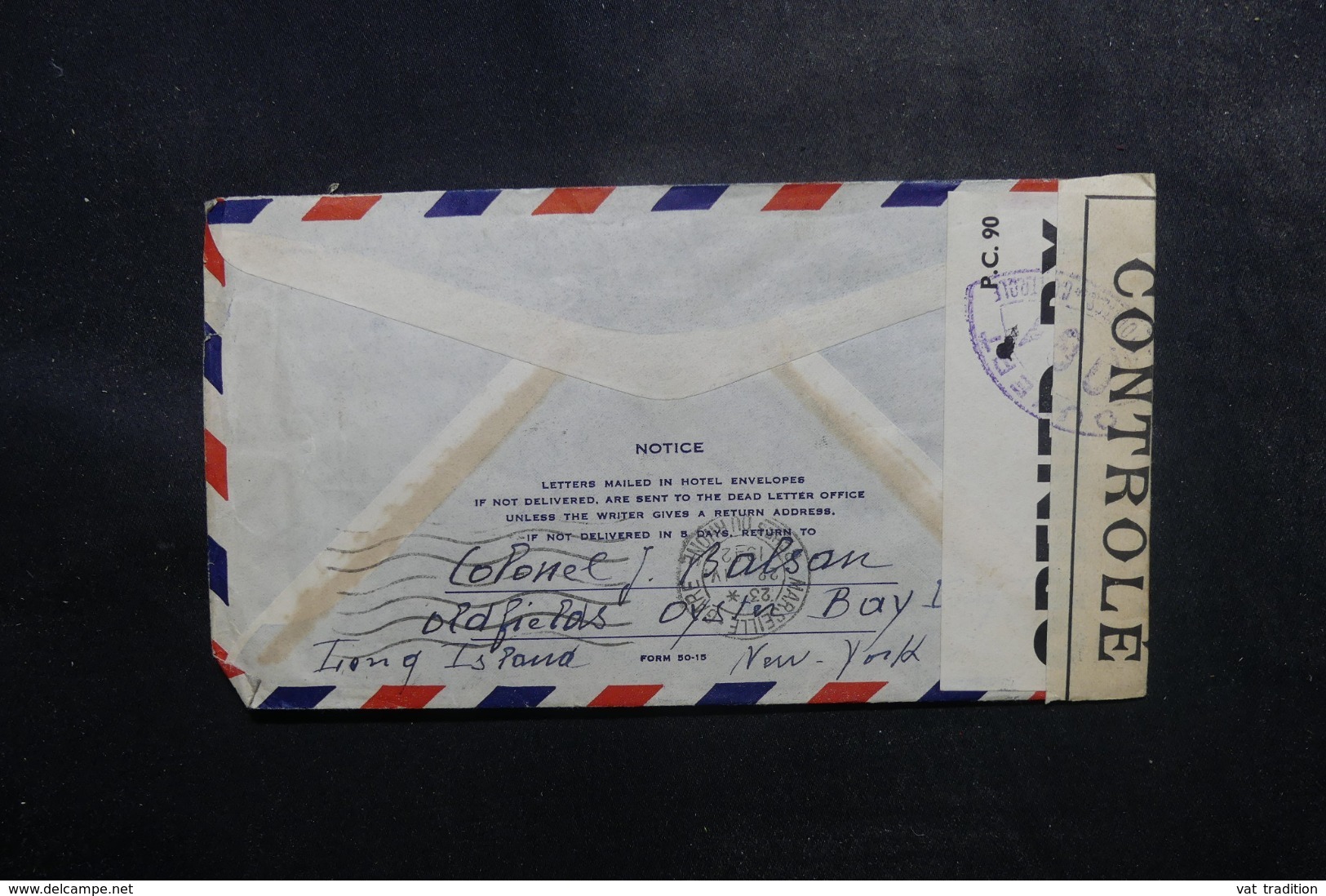 ETATS UNIS - Enveloppe Commerciale De New York Pour Châteauroux En 1942 Avec Contrôle Postal - L 47699 - Marcophilie