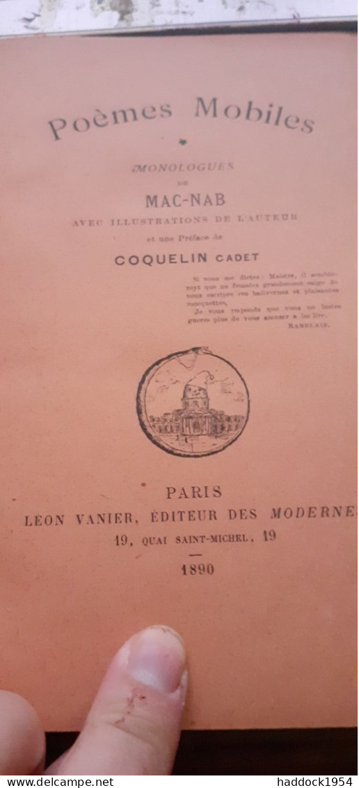 Poèmes Mobiles Monologues De MAC-NAB Léon Vanier 1890 - French Authors