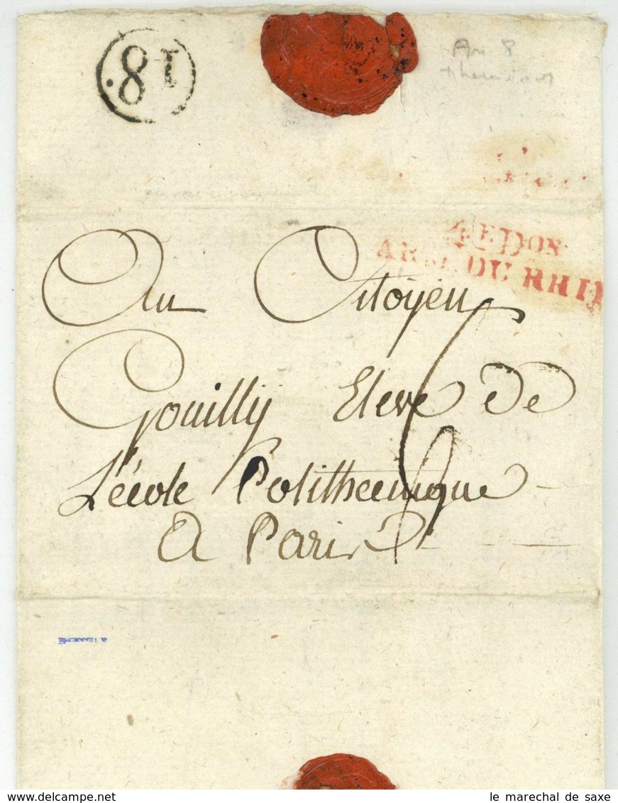 4E DON ARM DU RHIN 1800 Nördlingen Allemagne Marque D'armee Nordlingen - Army Postmarks (before 1900)