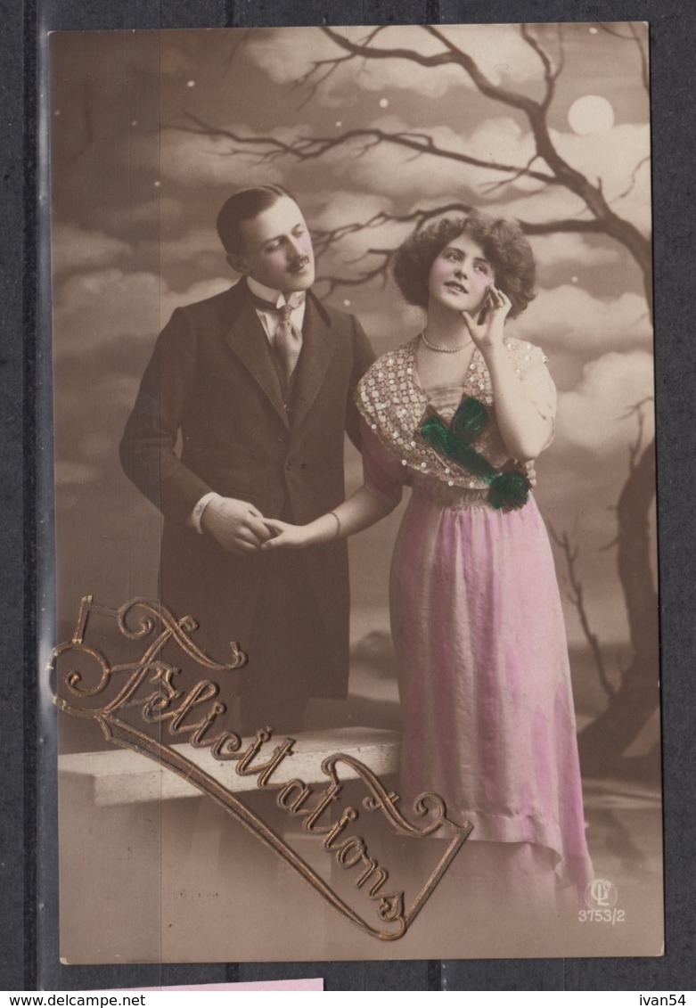 Carte Postale, ‘félicitations’ ; Gebruikt – Utilisée (1912) - Hochzeiten