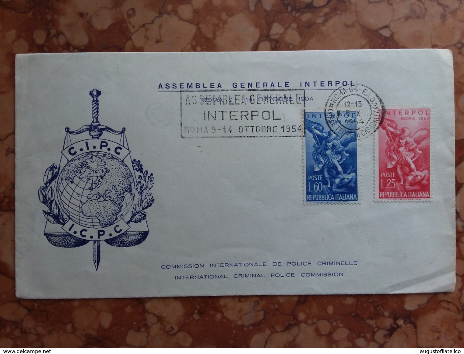 REPUBBLICA - Assemblea Generale Interpol - Roma 1954 - Annullo 1° Giorno + Spese Postali - FDC