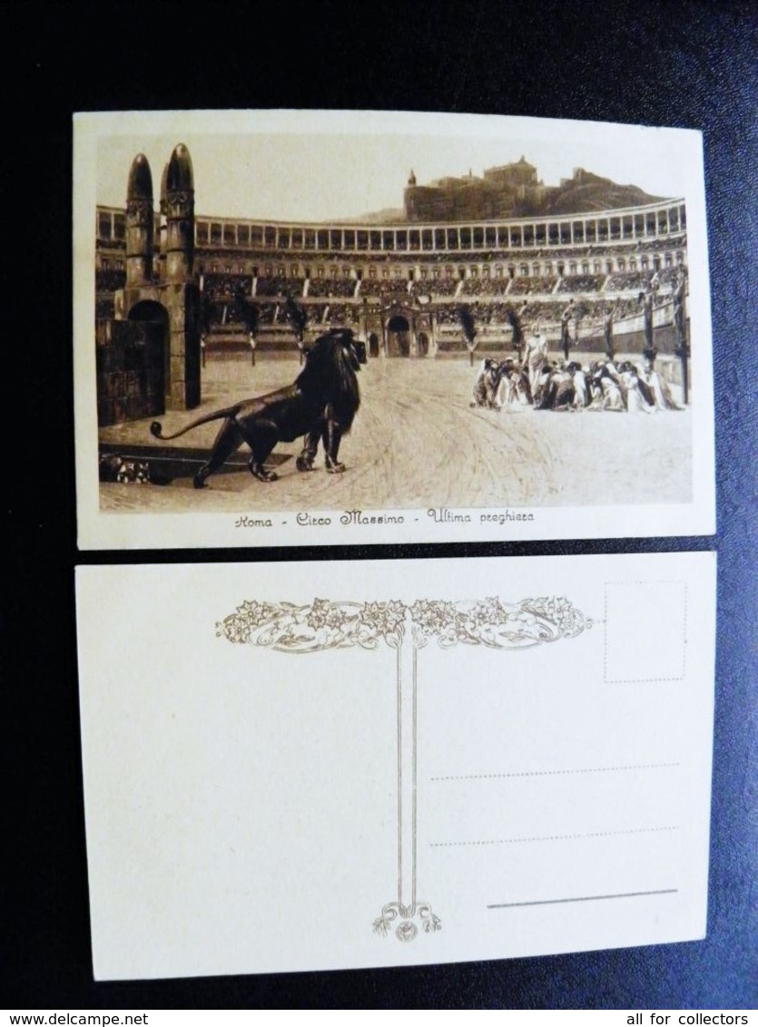 Old Card Carte Italy Italia Roma Rome Circo Circus Massimo Ultima Preghiera Lion Leo Animal - Other & Unclassified