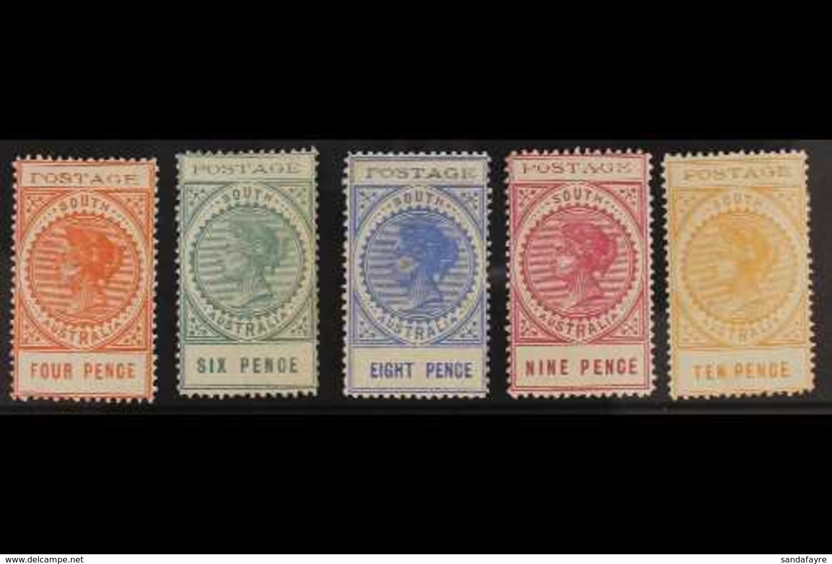 SOUTH AUSTRALIA 1902-04 Tall Types With Thin "POSTAGE" At Top, Lovely Fresh Group With 4d, SG 269, 6d, SG 270, 8d, SG 27 - Sonstige & Ohne Zuordnung