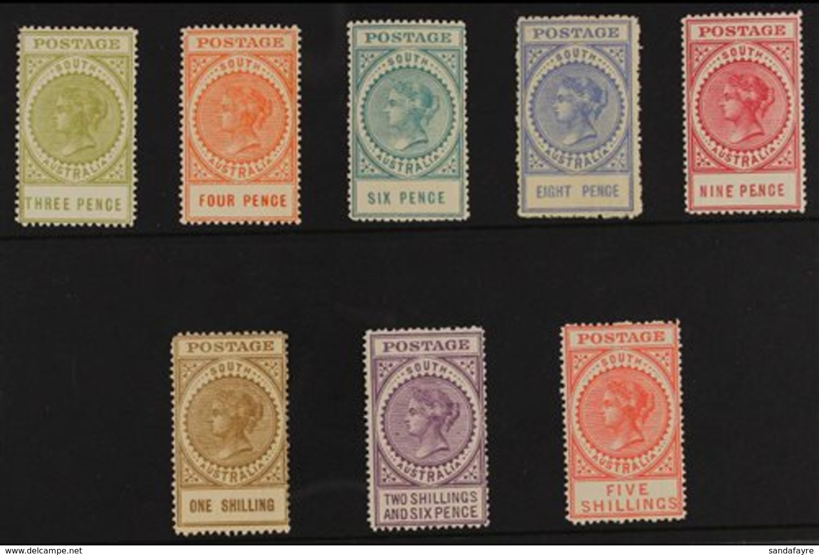 SOUTH AUSTRALIA 1906-12 Tall QV (thick "POSTAGE", Watermark Crown Over A) Complete Set (one Of Each Value), SG 298/305,  - Sonstige & Ohne Zuordnung