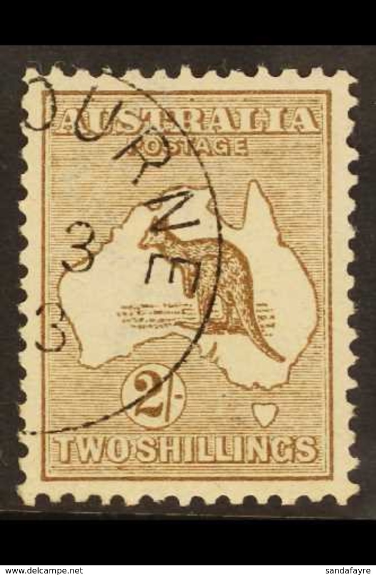 1913-14 2s Brown "Roo", Die II, Wide Crown Over A Wmk, SG 12, Well Centred, Good Colour & Neat Presentation Cancel. A Lo - Other & Unclassified