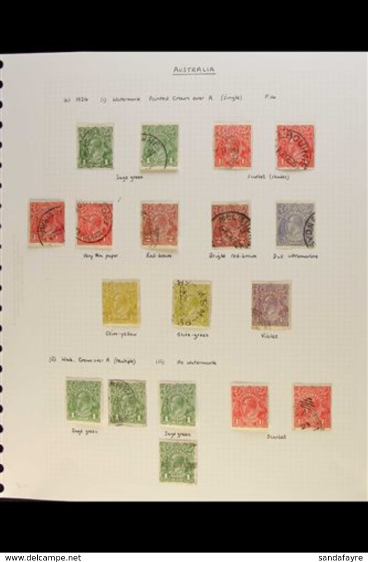 1914-33 KGV HEADS - ATTRACTIVE FINE USED COLLECTION Written Up On Pages, Incl. 1914-20 Good Range Of Shades, 1916-18 Rou - Altri & Non Classificati