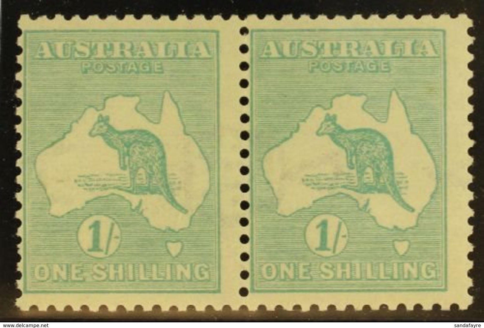 1915-27 1s Blue-green Roo, Die IIB, Watermark Sideways, SG 40ba (BW 33aa) Fine Mint Horiz Pair Which Nicely Shows A Full - Sonstige & Ohne Zuordnung