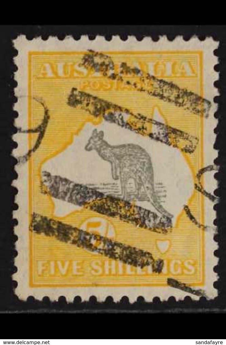 1929-30 5s Grey & Yellow Roo, SG 111, Fine Used With Neat Bar Cancel, Superb Centring, Very Fresh. For More Images, Plea - Other & Unclassified