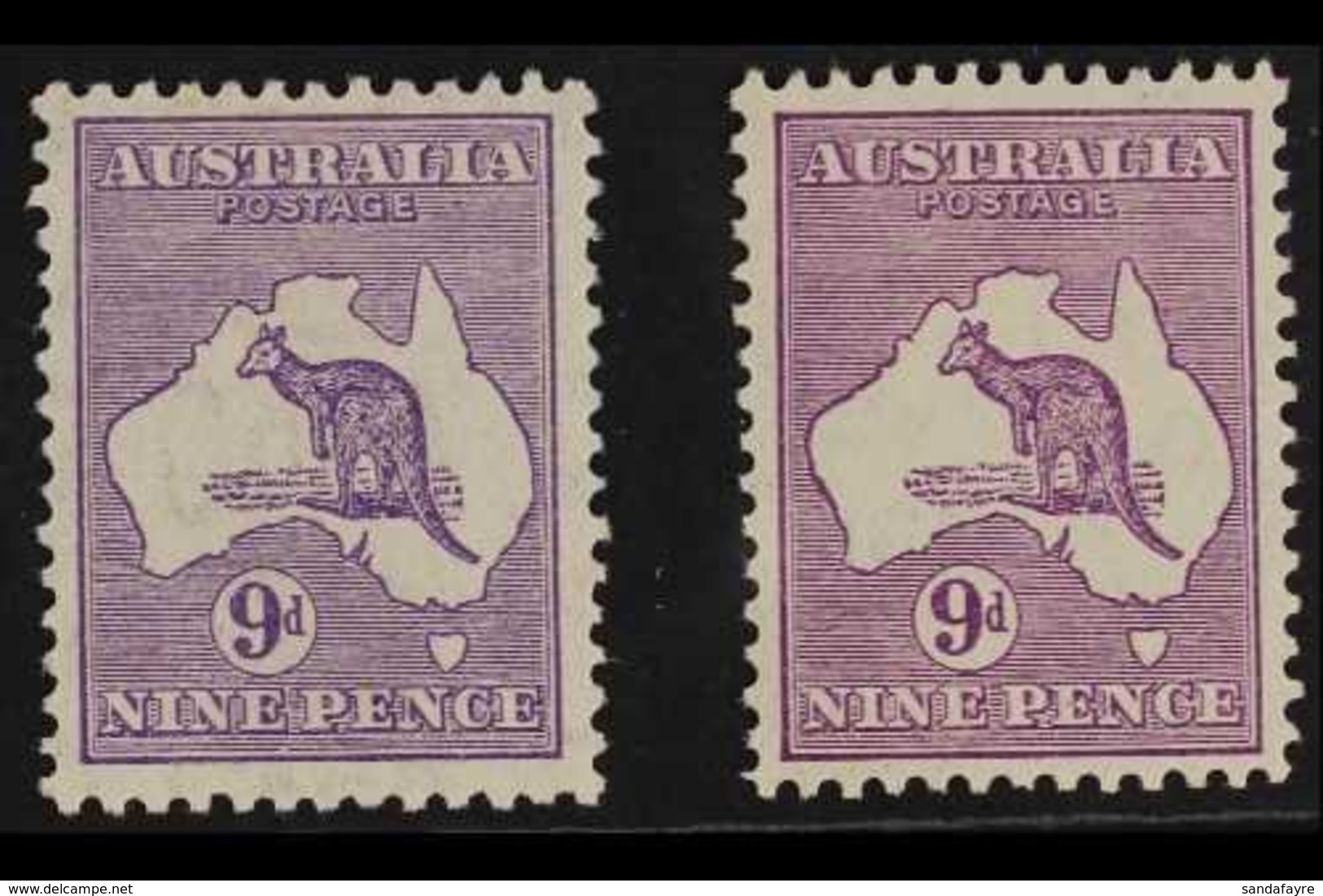 1931-36 9d Violet And 9d Purple Roo, BW 29A & 29C (SG 133), Very Fine Mint, Nice Centring, Very Fresh. (2 Stamps) For Mo - Sonstige & Ohne Zuordnung